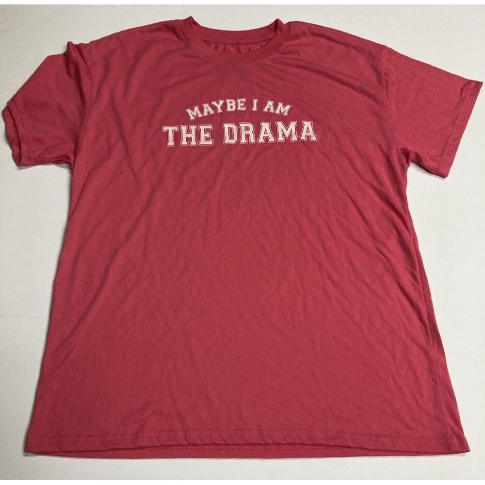 Isaac Morris Men's L Red "Maybe I Am The Drama" Graphic Crew Neck T-Shirt